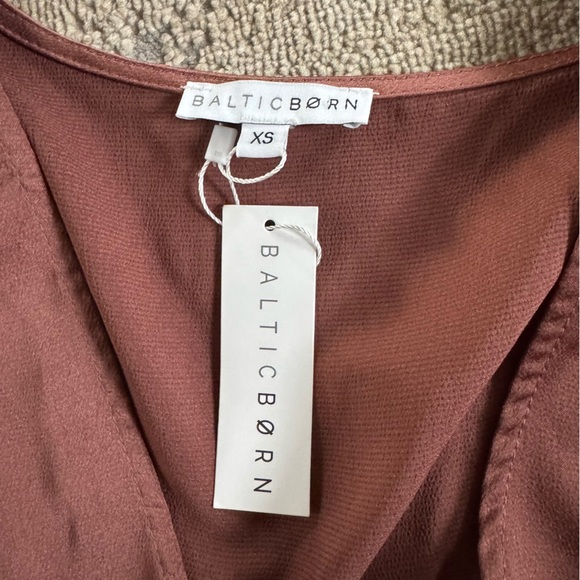 Baltic Born Sicily Satin Maxi wrap Dress Rosy Brown slip dress classy XS new - Picture 3 of 13